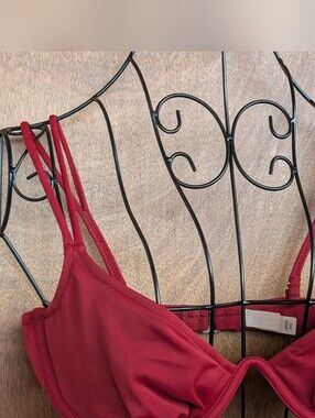 Victoria's Secret Wine Red Underwire Double Strap Bikini Top